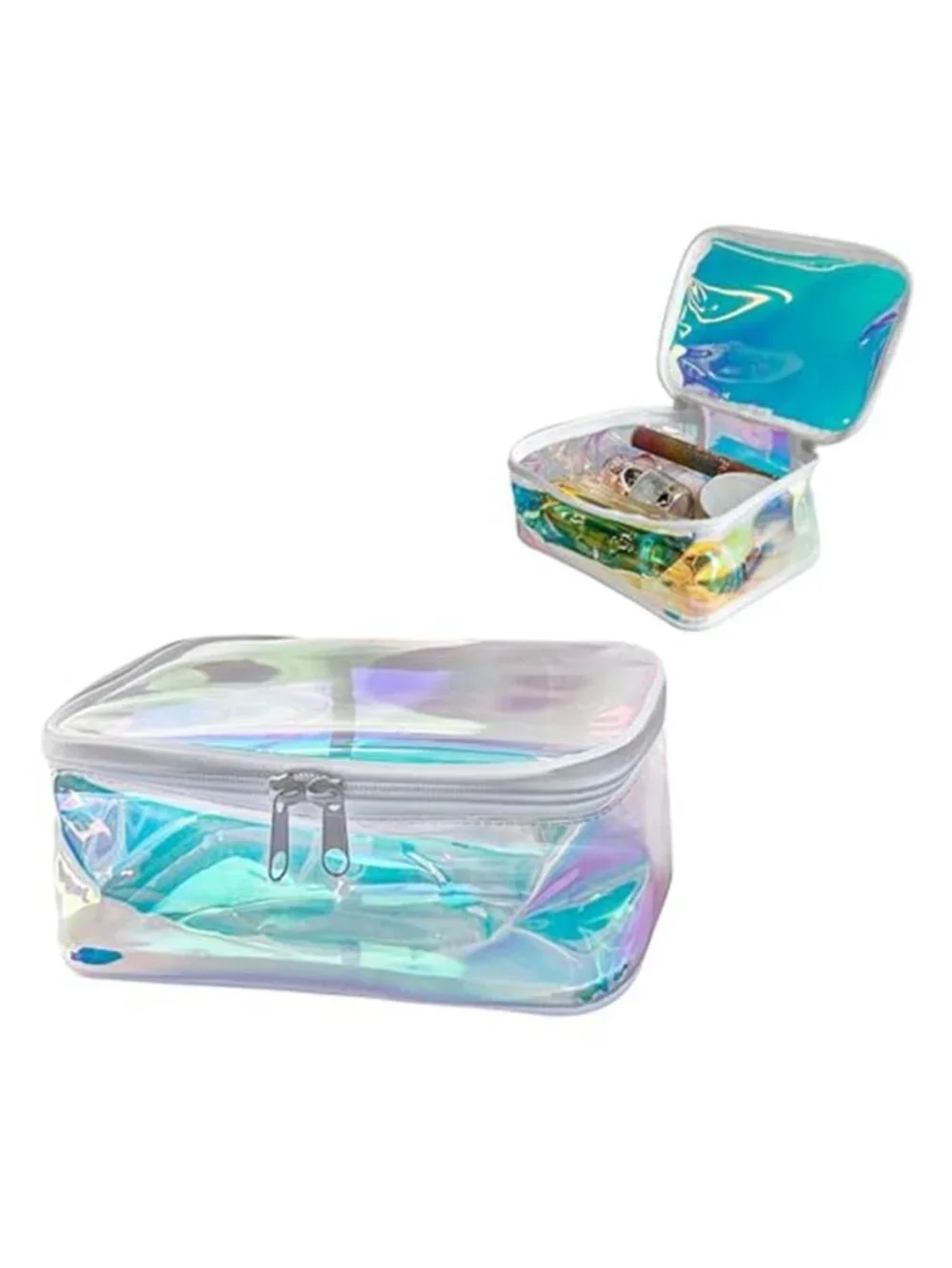 Holographic Clear Makeup Bags Bulk,Clear Storage Bag Toiletry Pocket
